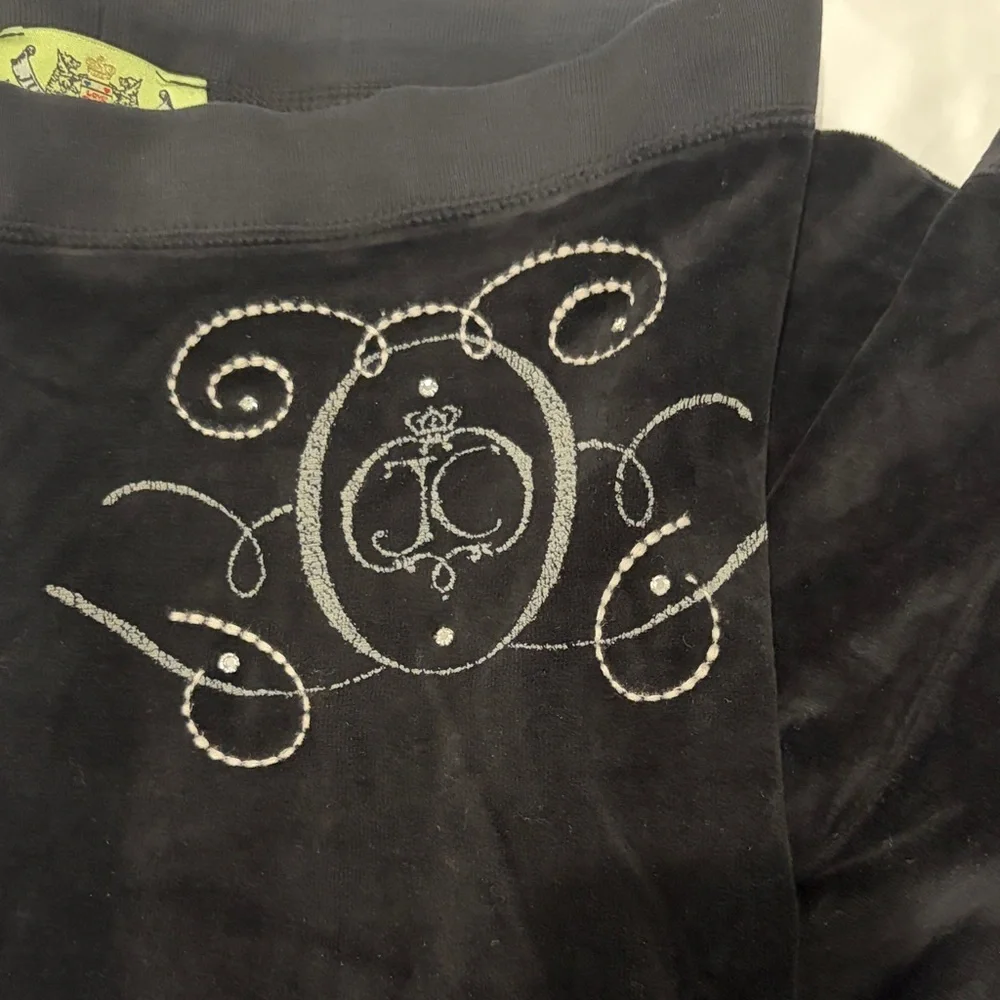 Vintage Juicy Couture Black Track Pants with Silver Embellishments